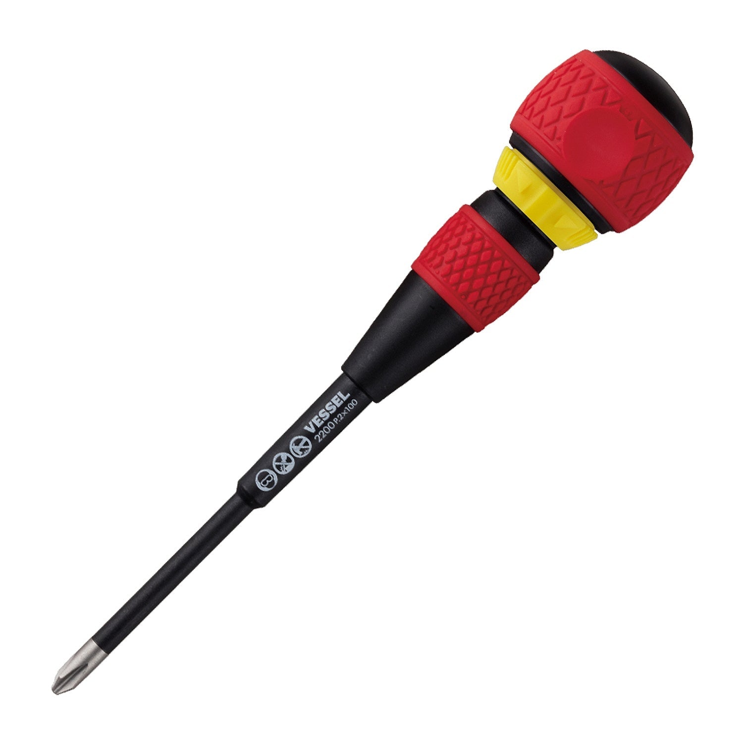 Vessel Tools 2200P2100 Ball Ratchet Screwdriver No.2200, Ph No.2 x 100