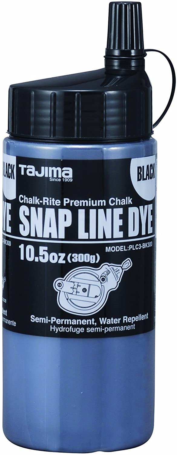 TAJIMA PLC3-BK300 Chalk-Rite Snap-line dye, black, with easy-fill