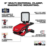 Milwaukee 2358-20 M18 18-Volt 2000 Lumens Lithium-Ion Cordless Rover LED Clamping Flood Light (Tool Only)