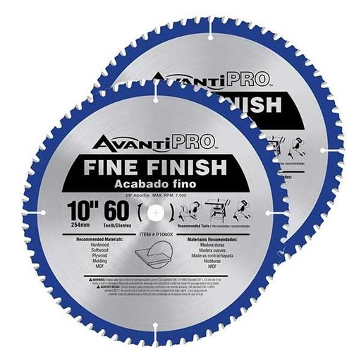 Avanti P106060PP 10 in. x 60-Tooth Fine Finish Circular Saw Blade Value Pack (2-Pack)