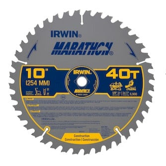 IRWIN IWAS1040CMB Marathon Large Diameter Saw Blades 10-in 40-Tooth Rough Finish Tungsten Carbide-tipped Steel Miter/Table Saw Blade Set (2-Pack)