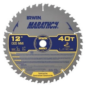 IRWIN IWAS1240CMB Marathon Large Diameter Saw Blades 12-in 40-Tooth Rough Finish Tungsten Carbide-tipped Steel Miter Saw Blade Set (2-Pack)