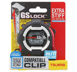 TAJIMA GS-C16/5MBW Tape Measure - 16ft/5m x 1in GS-Lock Measuring Tape with Compatible Clip & Hook