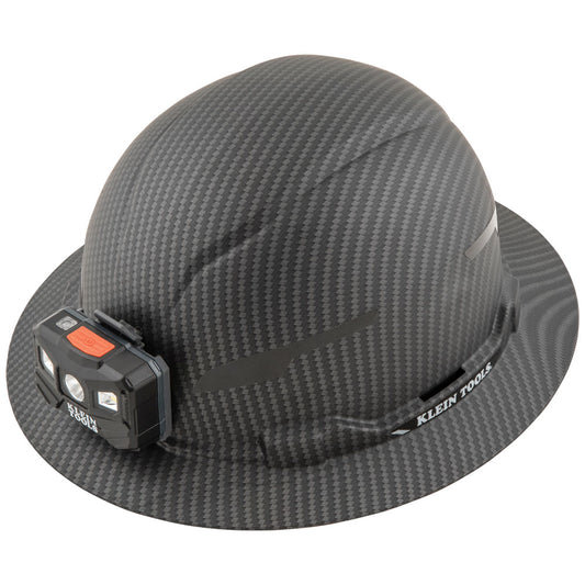 Klein 60346 Hard Hat, Premium KARBN™ Pattern, Non-Vented Full Brim, Class E, Lamp