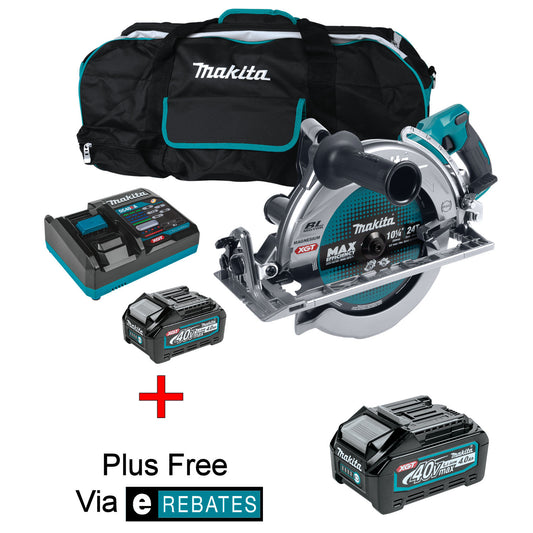 Makita GSR02M1 40V max XGT® Brushless Cordless Rear Handle 10‑1/4" Circular Saw Kit, AWS® Capable, 4.0Ah Plus Free Makita BL4040 (VIA E-REBATE)