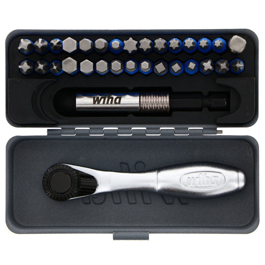 Wiha 76889 32 PIECE GOBOX TERMINATORBLUE IMPACT BIT SET WITH MINI RATCHET