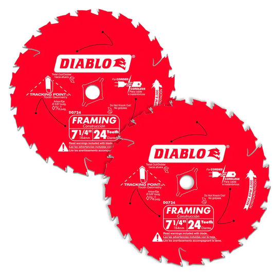 Diablo D0724VPX Tracking Point 7-1/4 in. x 24-Tooth Framing Circular Saw Blade Value Pack (2-Pack)