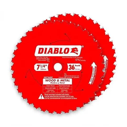 DIABLO D0736GPX2 7-1/4 in. x 36-Tooth Wood and Metal Circular Saw Blade Value Pack (2-Pack)