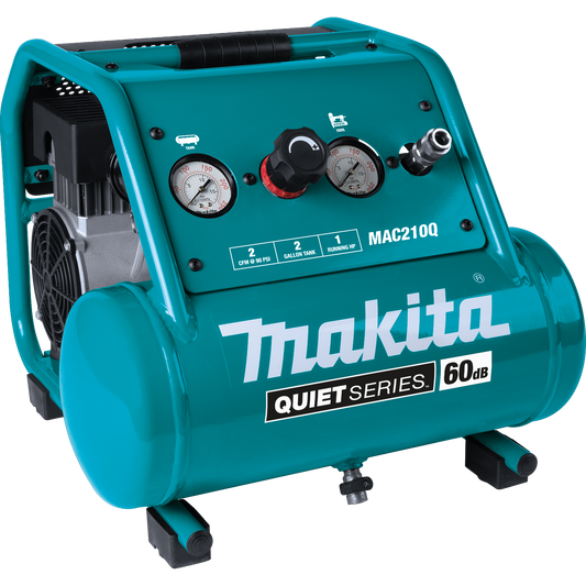 Makita MAC210Q  Quiet Series 1 HP, 2 Gallon, Oil‑Free, Electric Air Compressor