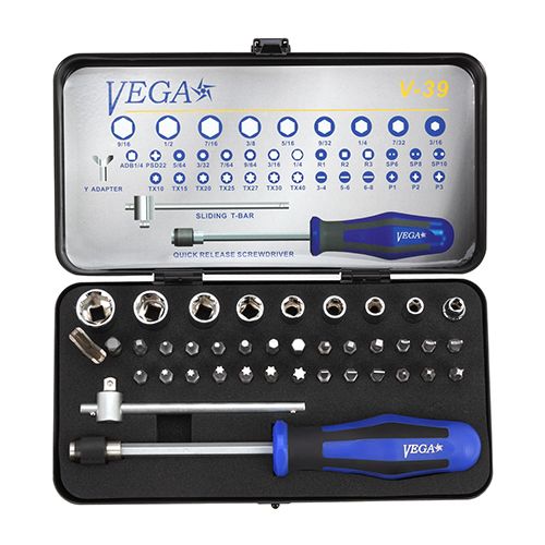 Vega Tools V-39 39 PC Bit, Socket & Hand Driver Set