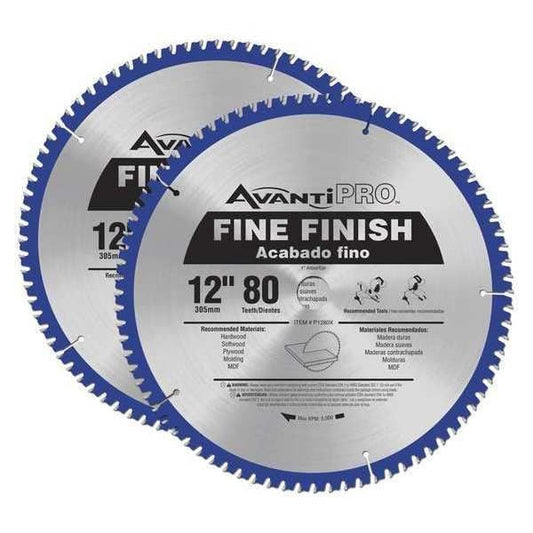 Avanti Pro P128080PP 12 in. x 80-Tooth Fine Finish Circular Saw Blade (2-Pack)