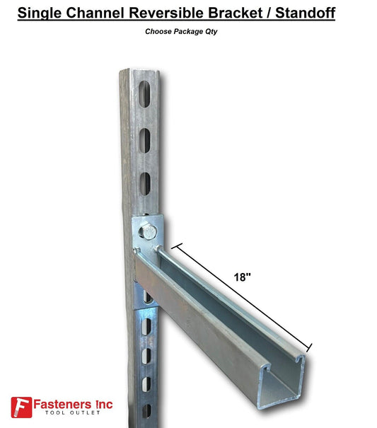 18" Single Channel Reversible Bracket Standoff for Unistrut Strut Solid Post #478618