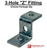 3-Hole "Z" FITTING for 1 5/8" Unistrut / B-Line Channel #4725 P1045