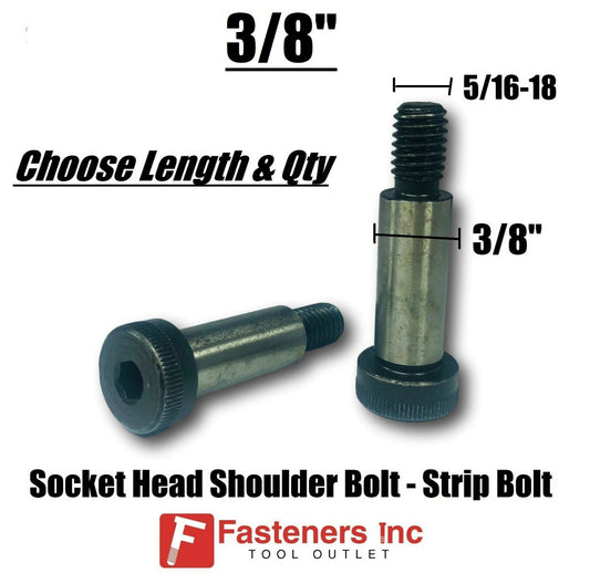 3/8" Stripper Shoulder Socket Head Cap Screw Bolts Strip Allen 5/16-18 Thread (Choose Length & Quantity)