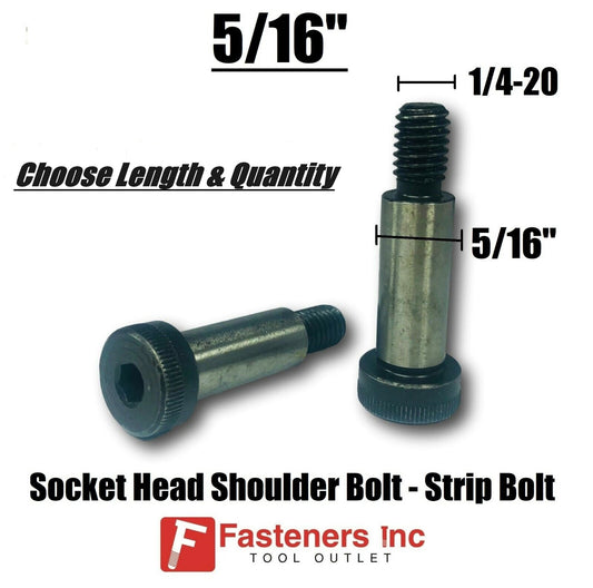5/16" Stripper Shoulder Socket Head Cap Screw Bolts Strip Allen 1/4-20 Thread (Choose Length & Quantity)