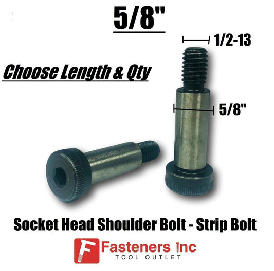 5/8" Stripper Shoulder Socket Head Cap Screw Bolts Strip Allen 1/2-13 Thread (Choose Length & Quantity)