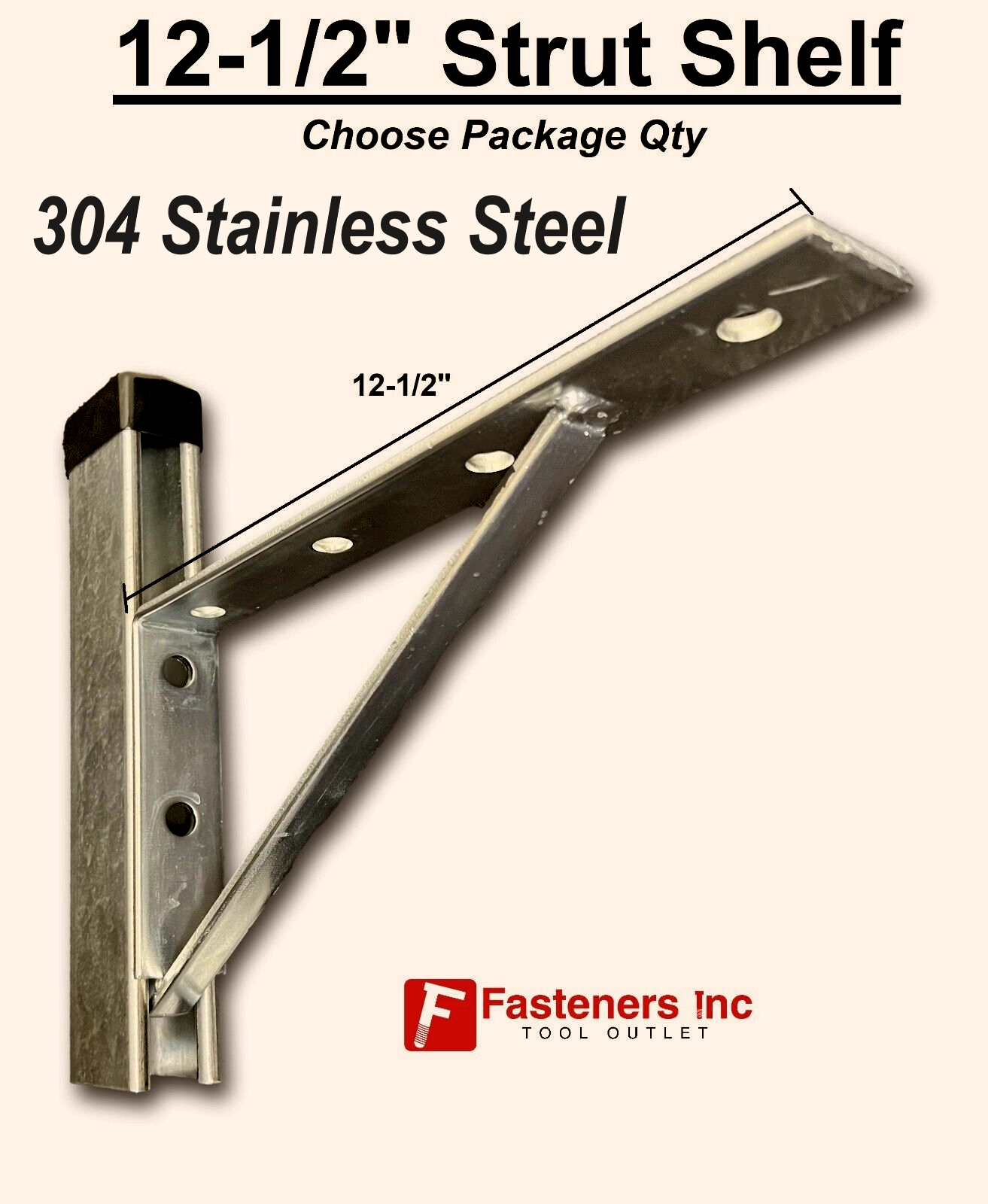 Stainless Steel Unistrut Shelf Bracket / Brace 12-1/2