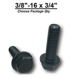 3/8"-16 x 3/4" Grade 8 Flange Frame Bolt Plain Black