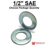 1/2" SAE Flat Washers Zinc Plated Low Carbon / Grade 2