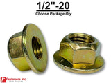 1/2"-20 Locking Flange Nut Grade 8 Yellow Zinc Plated Fine Thread