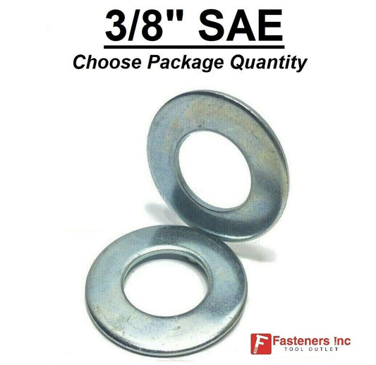 3/8" SAE Flat Washers Zinc Plated Low Carbon / Grade 2