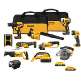 DEWALT DCK1021D2 20-Volt Max Lithium-Ion 10-Tool Cordless Combo Kit with Two 2.0 Ah Batteries, Charger and 2 Bags