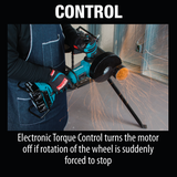 Makita XAG12PT1 36V (18V X2) LXT® Brushless 7" Paddle Switch Cut‑Off/Angle Grinder Kit, with Electric Brake (5.0Ah)
