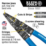 KLEIN 1010 Long Nose Multi Tool Wire Stripper, Wire Cutters, Crimping Tool