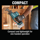 Makita XRJ08Z 18V LXT® Lithium‑Ion Brushless Cordless Compact One‑Handed Recipro Saw, Tool Only