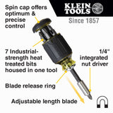 KLEIN 32308 8-in-1 Multi-Bit Adjustable Length Stubby Screwdriver