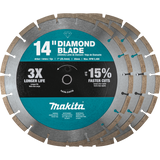 Makita B-69646 14" Diamond Blade, Segmented, General Purpose, Contractor 3/pk