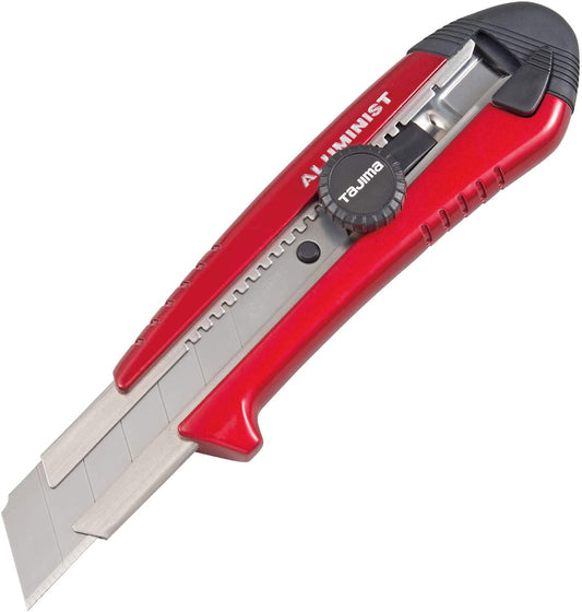 TAJIMA AC-701R Rock Hard Aluminist Utility Knife - 1" 7-Point Rock Hard Magazine Snap Blade Box Cutter with Dial Lock & 3 Rock Hard Blades