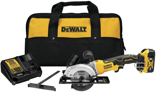 DeWalt DCS571P1 ATOMIC 20V MAX Brushless 4 1/2 in. Cordless Circular Saw Kit with 5.0 Ah Battery Pack, Charger and Bag