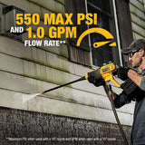 DeWalt DCPW550B 20V 550 PSI, 1.0 GPM Cold Water Cordless Electric Power Cleaner with 4 Nozzles (Tool-Only)