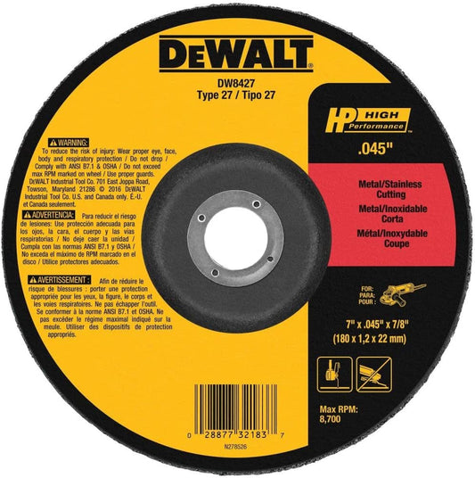 DeWalt DW8427 7" X .045" X 7/8" Metal Cutting Wheel