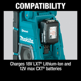 Makita XRM10 18V LXT® / 12V max CXT® Lithium‑Ion Cordless Bluetooth® Job Site Charger / Radio, Tool Only