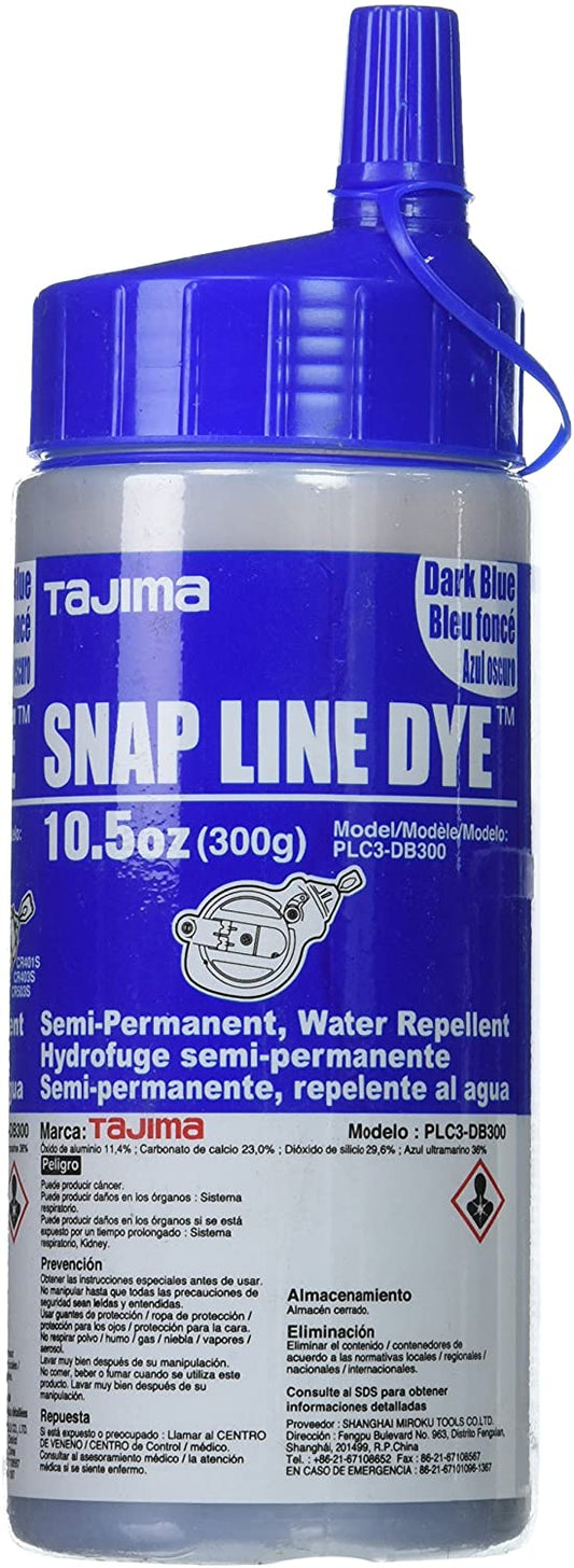 TAJIMA PLC3-DB300 Marking Chalk - Blue 10.5 oz (300g) Semi Permanent Snap-Line Dye