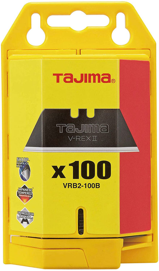 Tajima VRB2-100B V-REX II Premium Tempered Steel Utility Knife Blades, 100-Pack