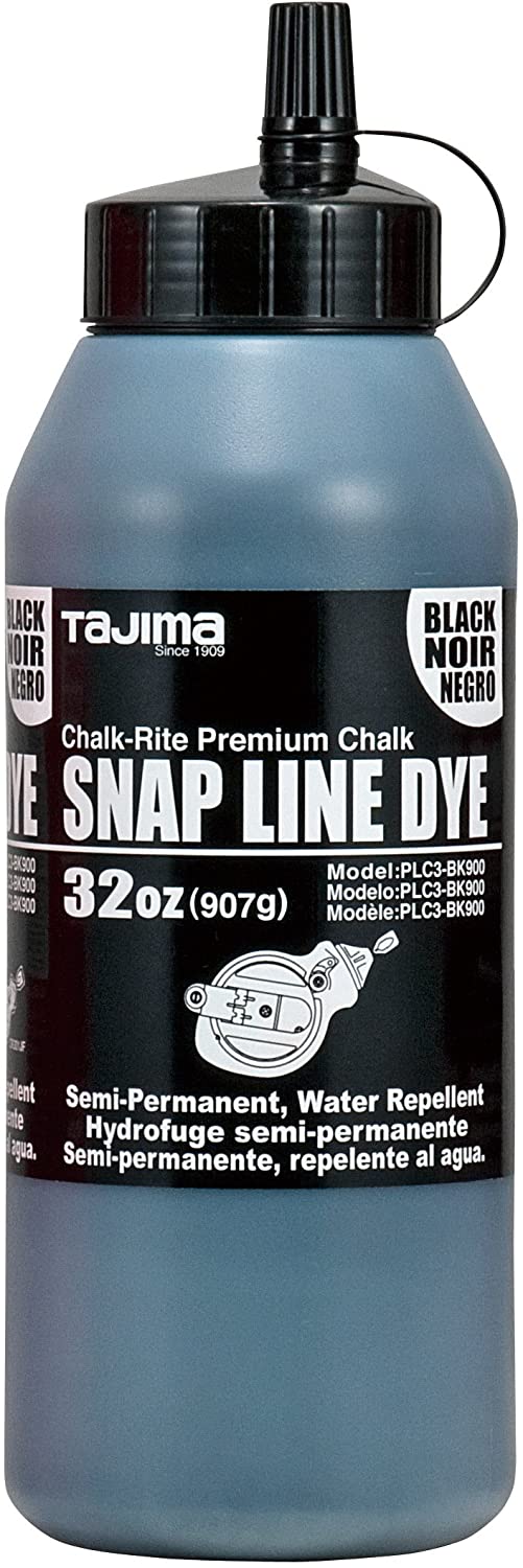 TAJIMA PLC3-BK900 Marking Tools - Black 32 oz (907g) Semi Permanent Snap-Line Dye