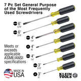 KLEIN 85076 Screwdriver Set, Slotted and Phillips, 7-Piece