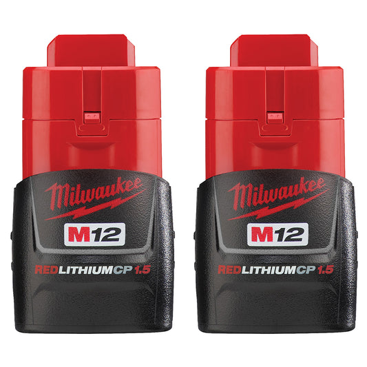 Milwaukee 48-11-2411 M12 REDLITHIUM 1.5Ah Compact Battery Pack (2 Piece)