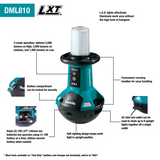 Makita DML810 Makita DML810 18V X2 LXT® Lithium‑Ion Cordless Upright L.E.D. Area Light, Light Only