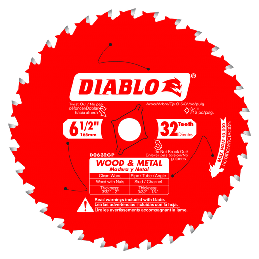 Diablo D0632GPA 6-1/2 in. x 32 Tooth Wood & Metal Carbide Saw Blade