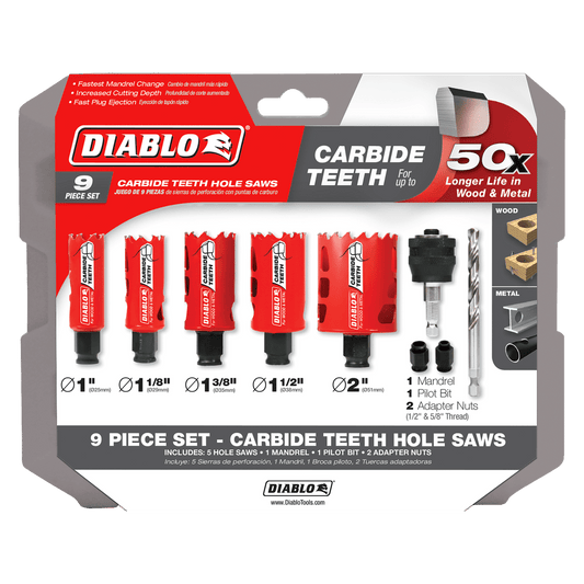 Diablo DHS09SGPCT 9PC Carbide-Tipped Wood & Metal Hole Saw
