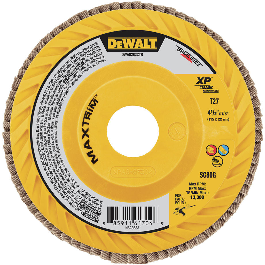 DeWalt DWA8282CTR 4-1/2" Steel Trimmable Flap Disc Sr80 T27
