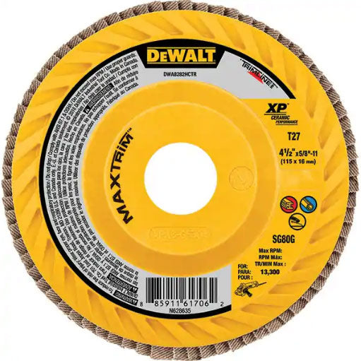 DeWalt DWA8282HCTR 4-1/2" Steel Trimmable Flap Disc Sr80 T27