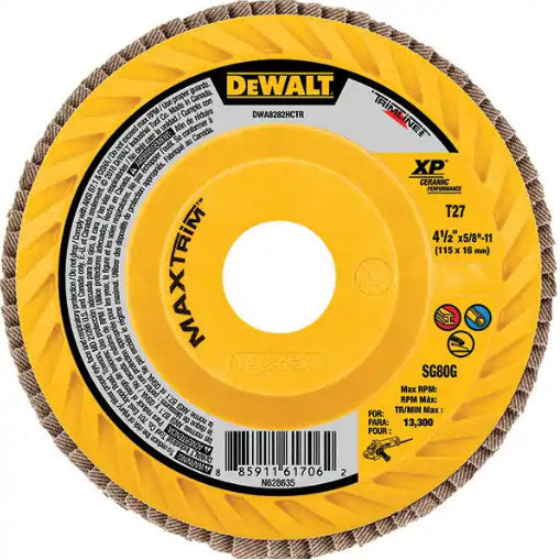 DeWalt DWA8283CTR 5" Steel Trimmable Flap Disc Sr40 T27, 10 Pack