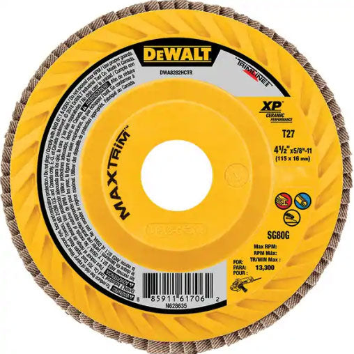 DeWalt DWA8284CTR 5" Steel Trimmable Flap Disc Sr60 T27, 10 Pack
