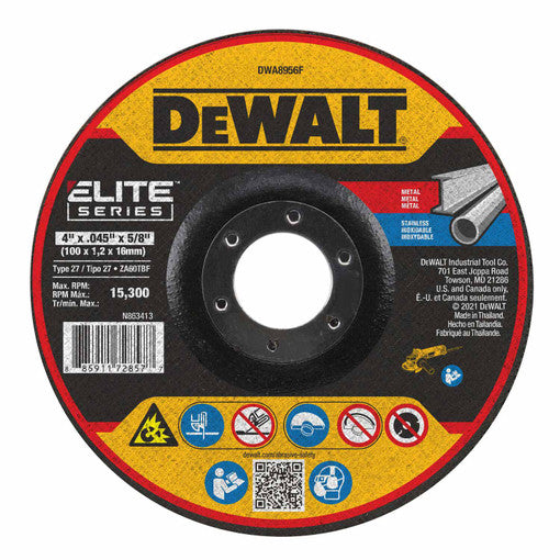 DEWALT DWA8956F 4 X .045 X 5/8 XP T27 CUT-OFF WHEEL