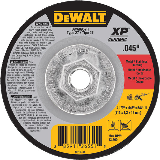 DeWalt DWA8957H 4-1/2" X .045" X 5/8"-11 XP T27 Mini Hub